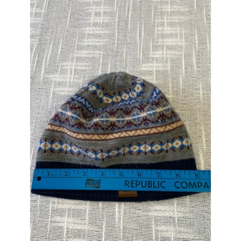 OshKosh B'gosh Fair Isle Beanie Nordic Knit Hat Winter Blue Gray Cozy - Picture 9 of 10